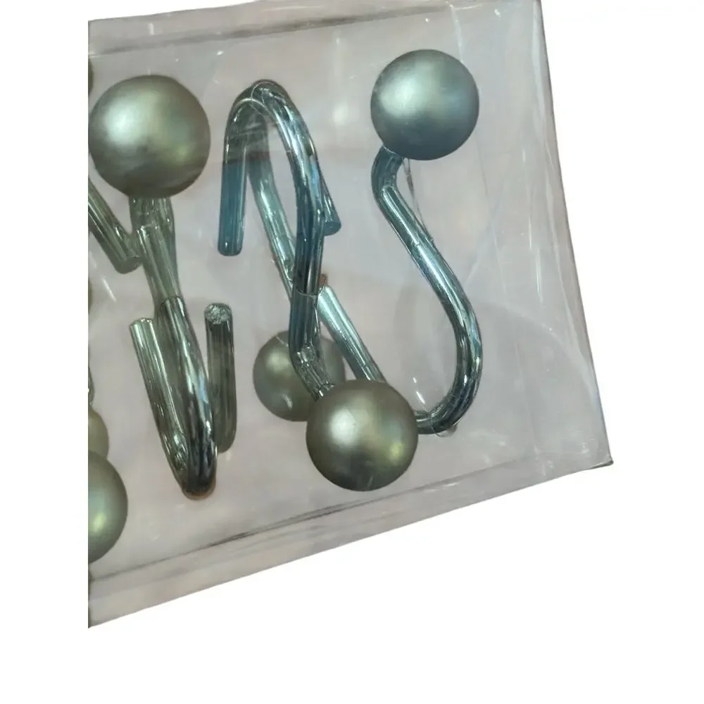 VTG Zenith Shower Hooks (12) 98NNSB Metal Brushed Gold Ball Accent Bathroom